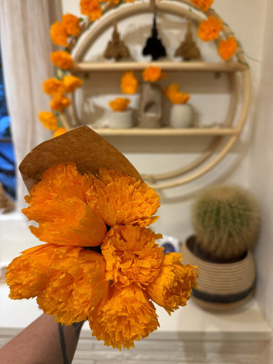 Handmade Oaxacan Paper Marigolds - Bundle of 8