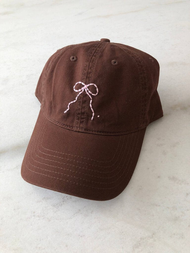 Billy Bamboo - Hand Embroidered Bow Cotton Dad Cap - Coffee