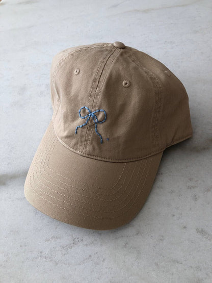 Billy Bamboo - Hand Embroidered Bow on Cotton Dad Cap - Sand