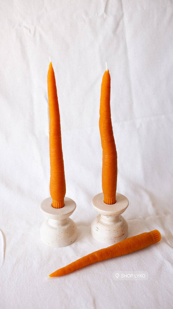 Happy Organics - Carrot Taper Beeswax Candle Pair