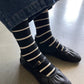 Le Bon Shoppe - Black + White Striped Wally Socks