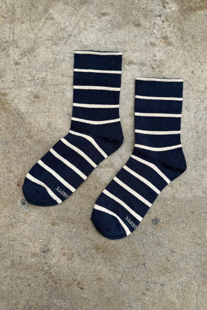 Le Bon Shoppe - Black + White Striped Wally Socks