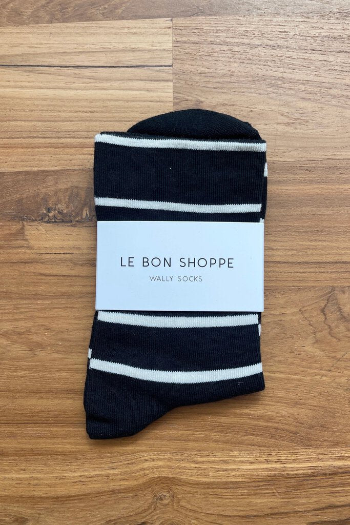 Le Bon Shoppe - Black + White Striped Wally Socks