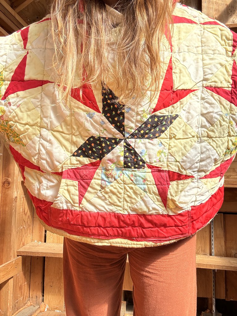 Reclaim Creative - Red Vintage Quilt Remnant Hoodie - Large