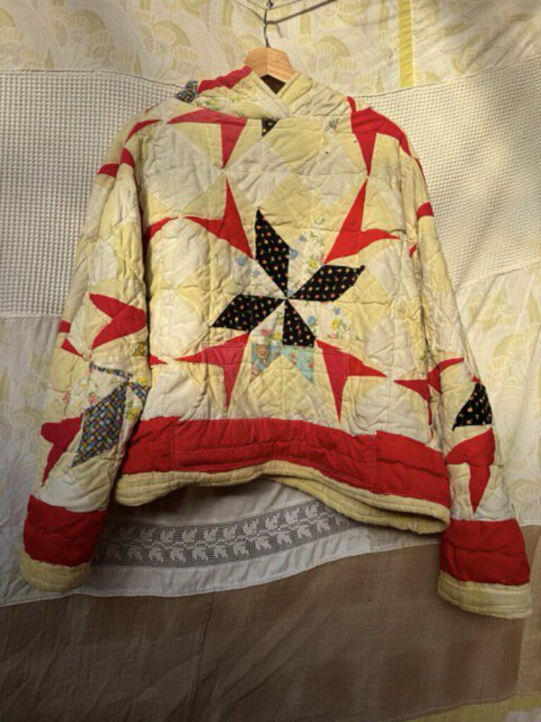 Reclaim Creative - Red Vintage Quilt Remnant Hoodie - Large