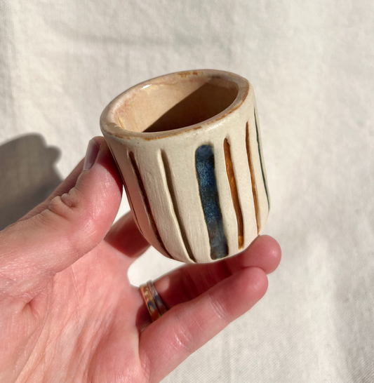 Roaming Barefoot - Little Handbuilt Ceramic Cup - Ocean + Earth