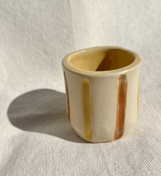 Roaming Barefoot - Little Handbuilt Ceramic Cup - Ochre + Yellow