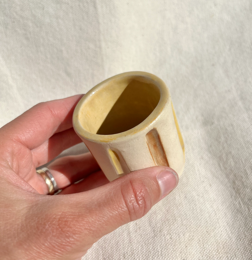 Roaming Barefoot - Little Handbuilt Ceramic Cup - Ochre + Yellow