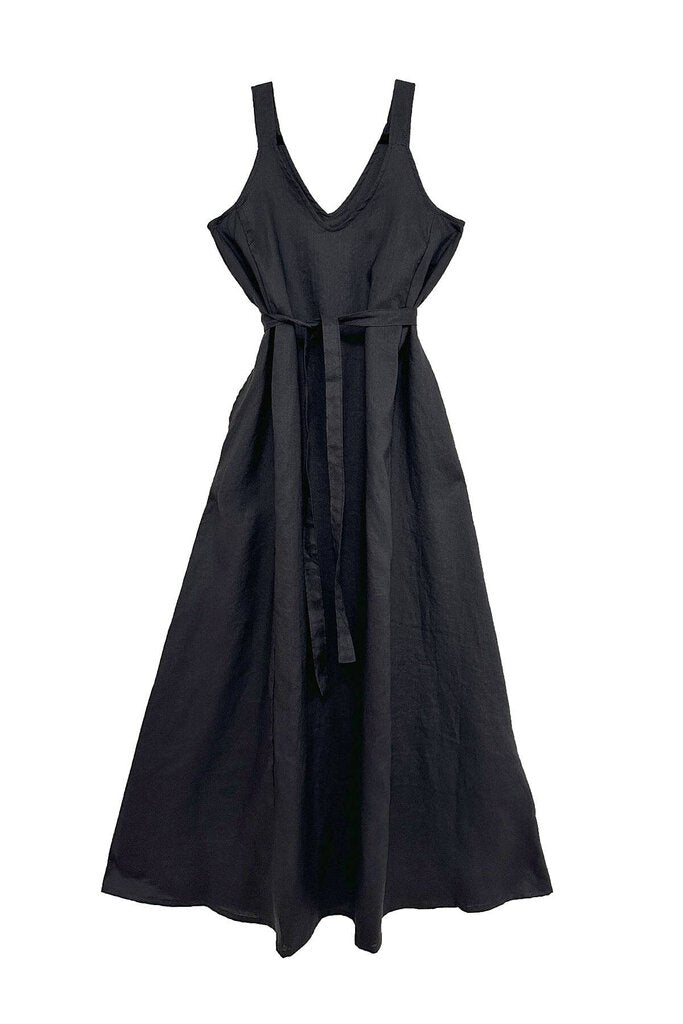 Curator - Mara Black Linen Dress - Medium