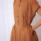 amente - Rust Button-front Linen Dress - Medium