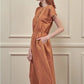 amente - Rust Button-front Linen Dress - Medium