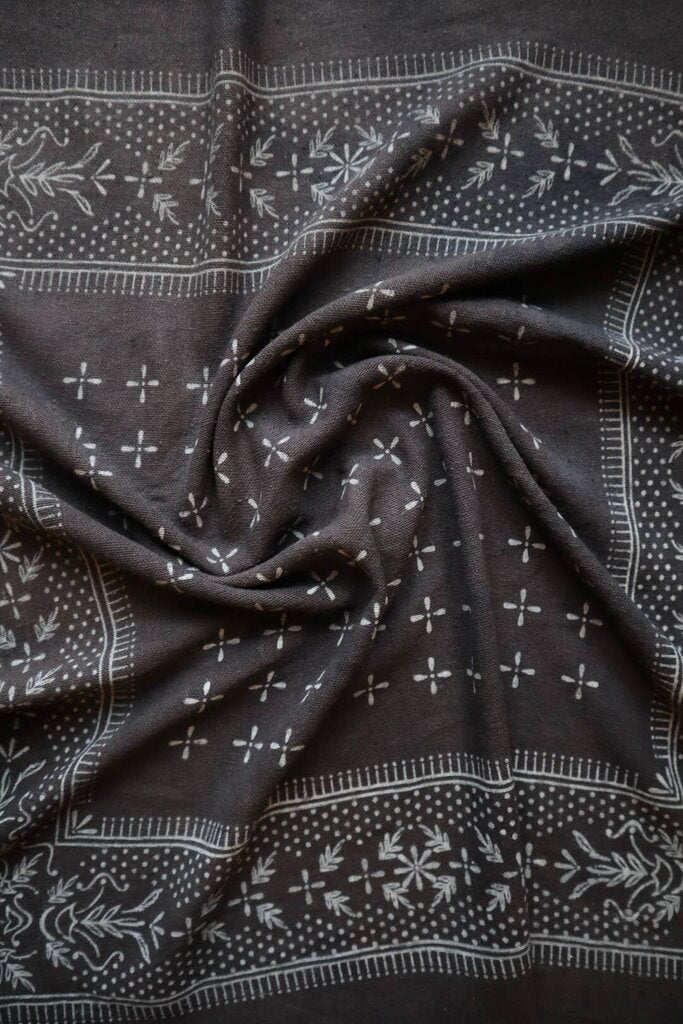 Eco Raw Studio - Plant-dyed Raw Silk Bandana - Blue-Black with Grey