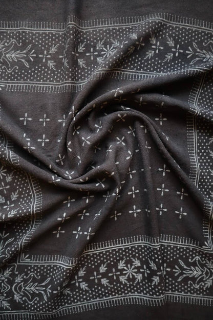 Eco Raw Studio - Plant-dyed Raw Silk Bandana - Blue-Black with Grey