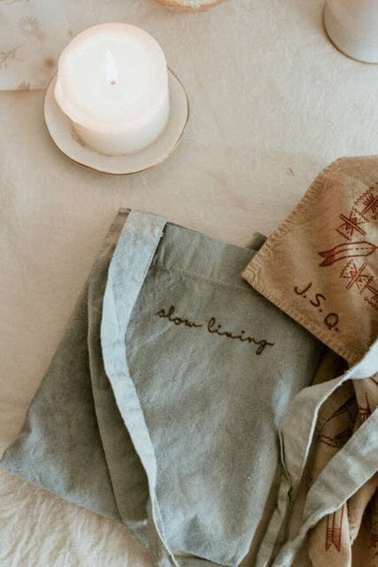 Eloise et moi - Hand Embroidered + Planted-dyed Slow Living Tote - Blue Sky