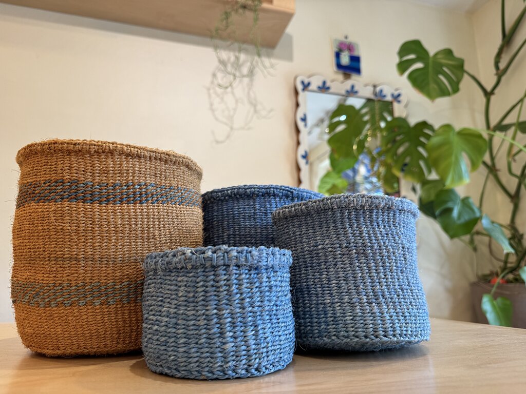 Amsha - Sky Blue Sisal Storage Basket - XS
