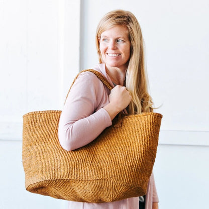Amsha - Ochre Sisal Super Tote - Woven in Kenya
