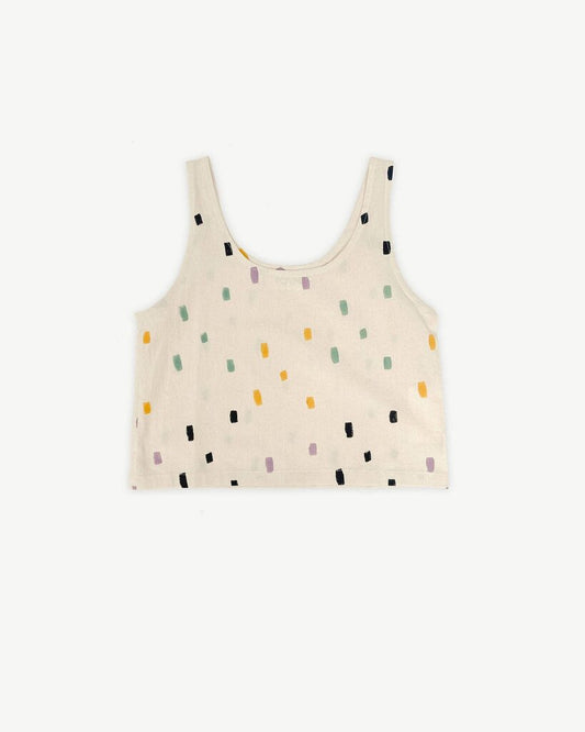 PO-EM - Block-printed Confetti Woven Cotton Tank - XLarge