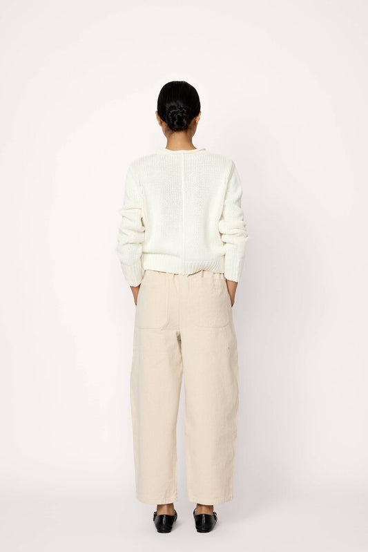 Laude the Label - Ivory Barrel Leg Denim Pants - Large