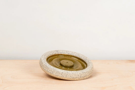 Utility Objects - Dark Olive Wavy Ceramic Incense Dish
