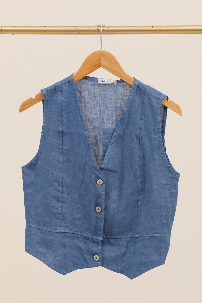 la maison des fibres naturelles - Medium Indigo French Linen Vest - One Size