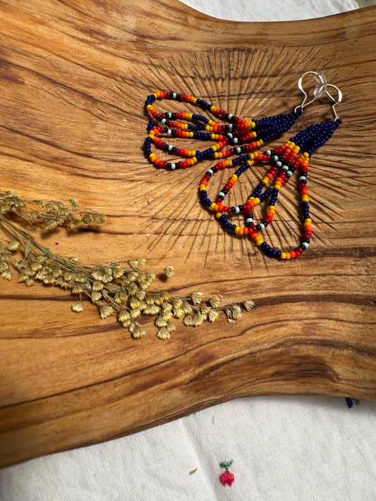 Waleia Creative - Cherokee Beadwork Earrings - Indigo Loops