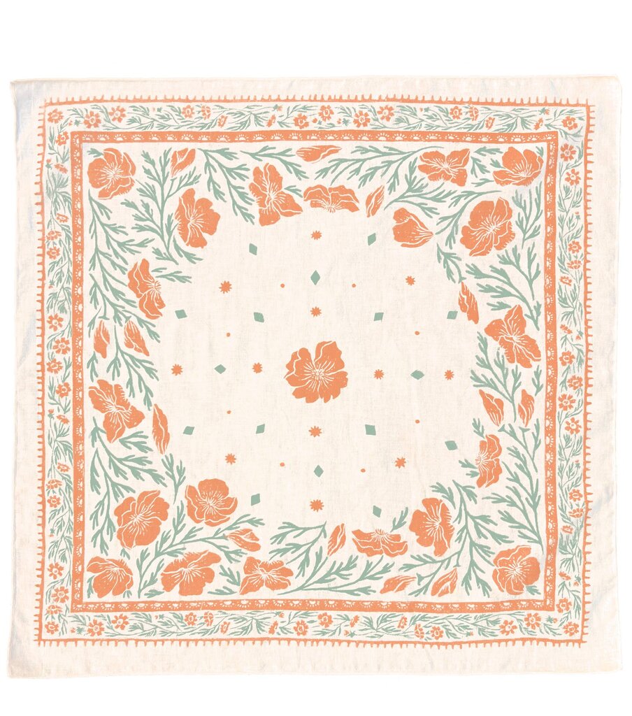 Lili Arnold Studios - California Poppies Hemp & Organic Cotton Bandana