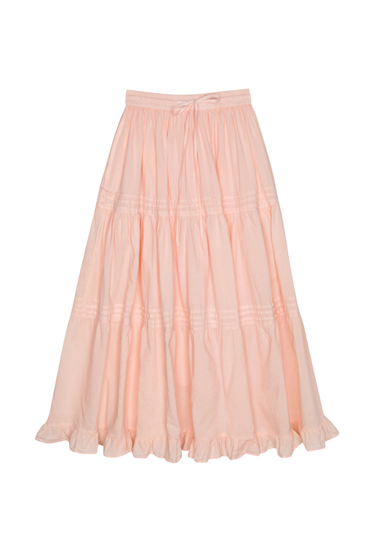 J. Marin Co. - Emmaline Peach Pink Cotton Voile Prairie Skirt - One Size
