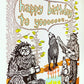 Old School Stationers - Local Letterpressed Notecard - Sasquatch + Friends Birthday Song