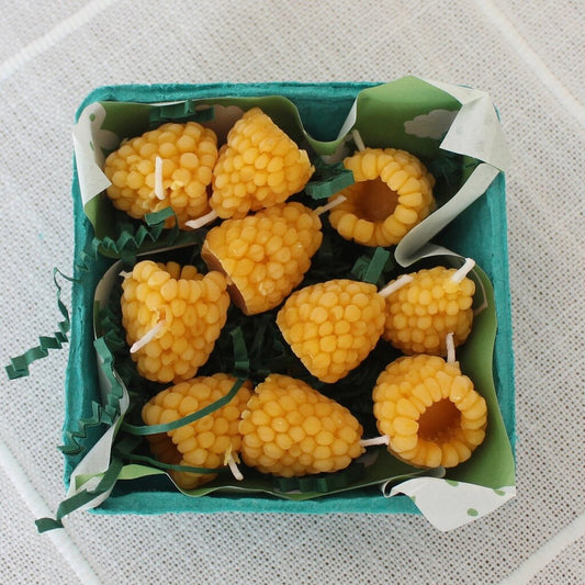 Happy Organics - Single Yellow Raspberry Beeswax Candle