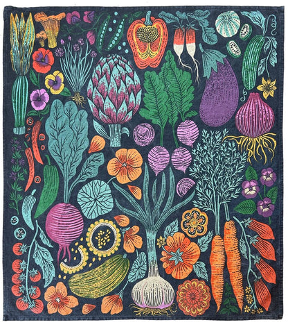 Lili Arnold Studios - Midnight Veggie Garden Organic Cotton Tea Towel