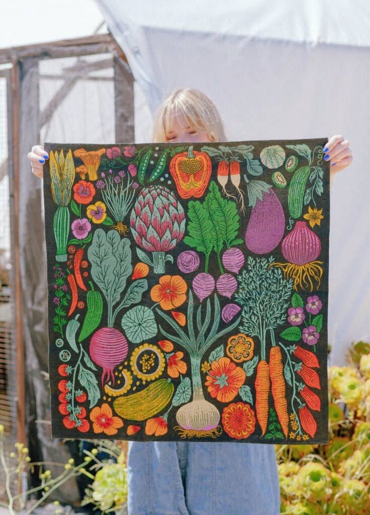 Lili Arnold Studios - Midnight Veggie Garden Organic Cotton Tea Towel
