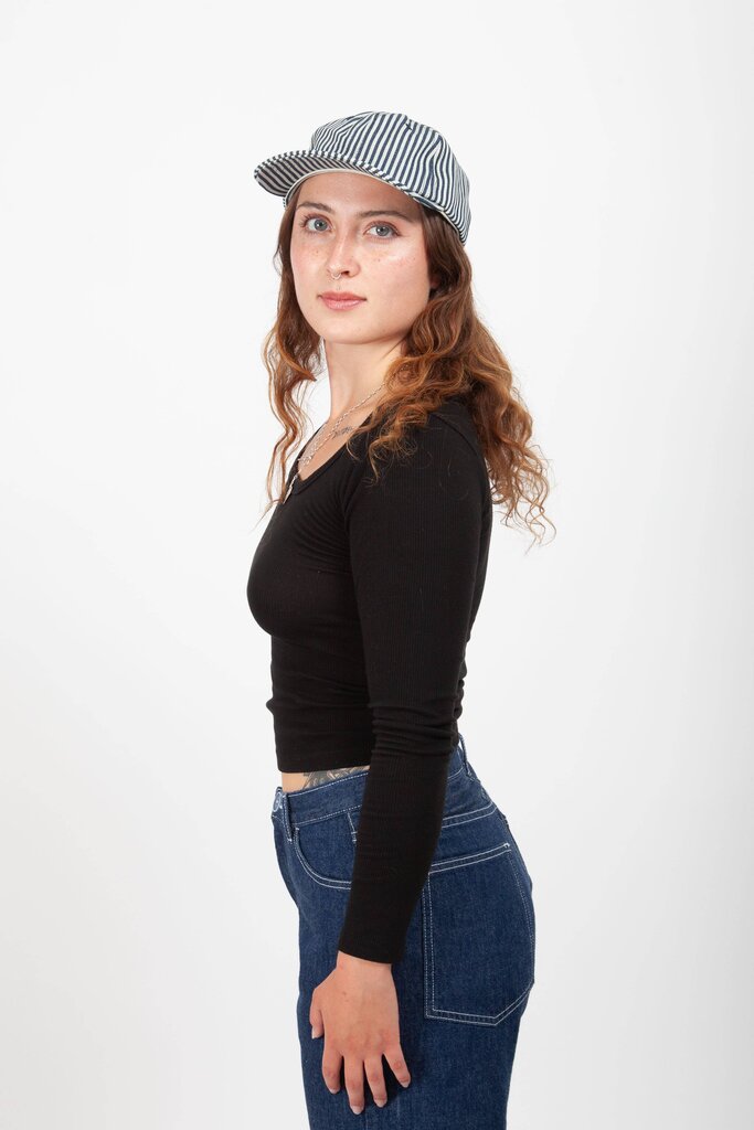 Gravel & Gold - Hickory Stripe Conductor Cap *Shopkeeper's Pick