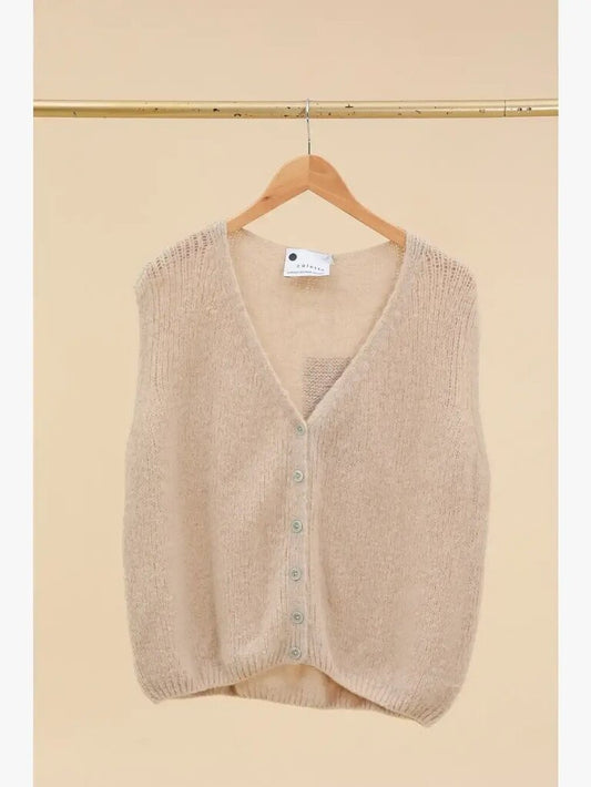 la maison des fibres naturelles - Beige Woolen Knit Vest - One Size