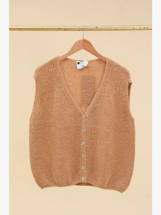 la maison des fibres naturelles - Camel Woolen Knit Vest - One Size