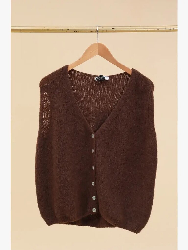 la maison des fibres naturelles - Choco Woolen Knit Vest - One Size