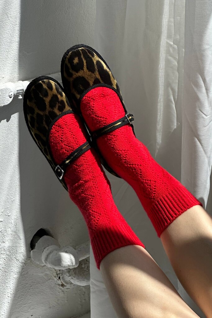 Le Bon Shoppe - Red Pointelle Cashmere-blend Socks