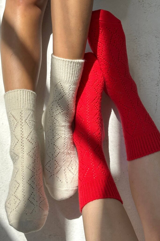 Le Bon Shoppe - Cream Pointelle Cashmere-blend Socks