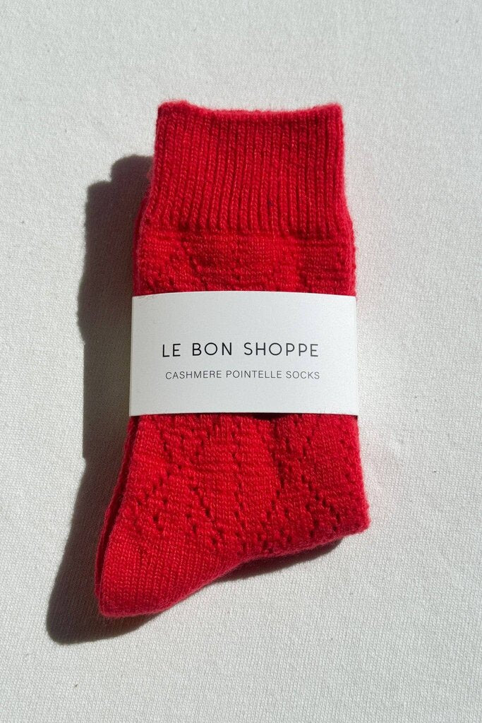 Le Bon Shoppe - Red Pointelle Cashmere-blend Socks