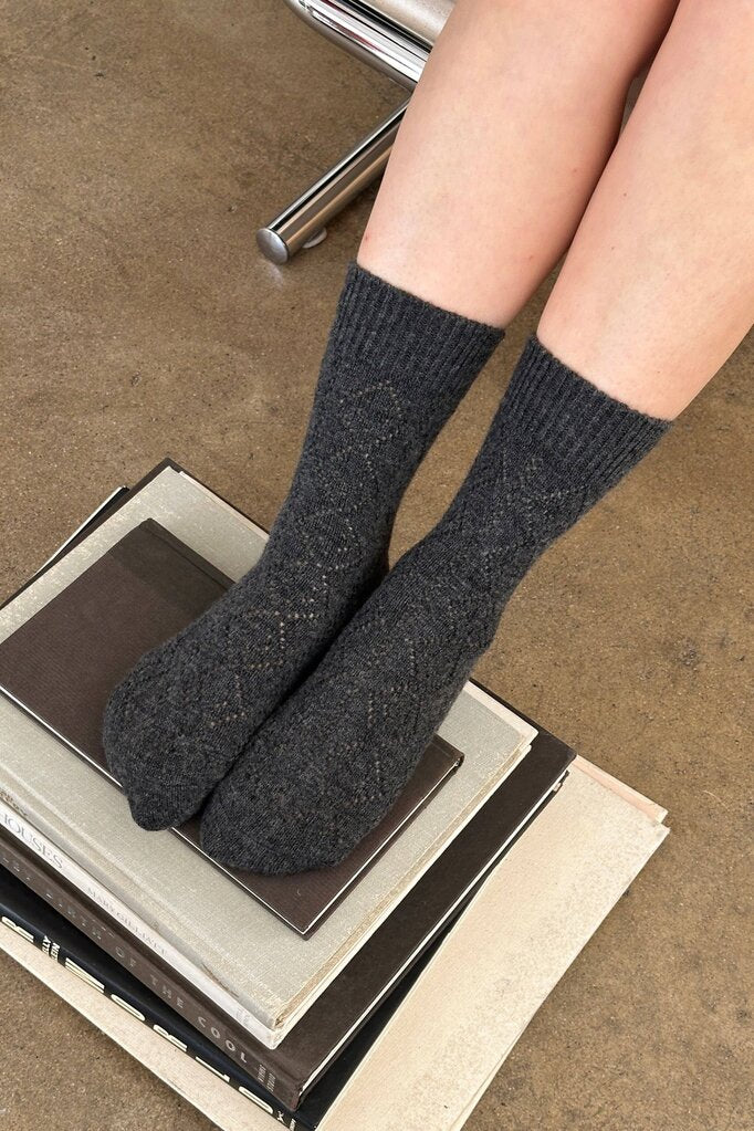 Le Bon Shoppe - Charcoal Pointelle Cashmere-blend Socks