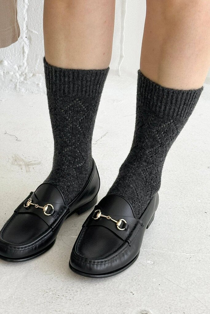 Le Bon Shoppe - Charcoal Pointelle Cashmere-blend Socks