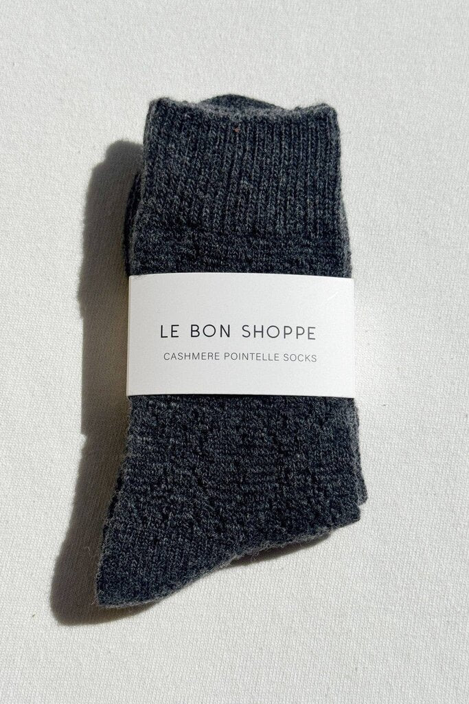 Le Bon Shoppe - Charcoal Pointelle Cashmere-blend Socks