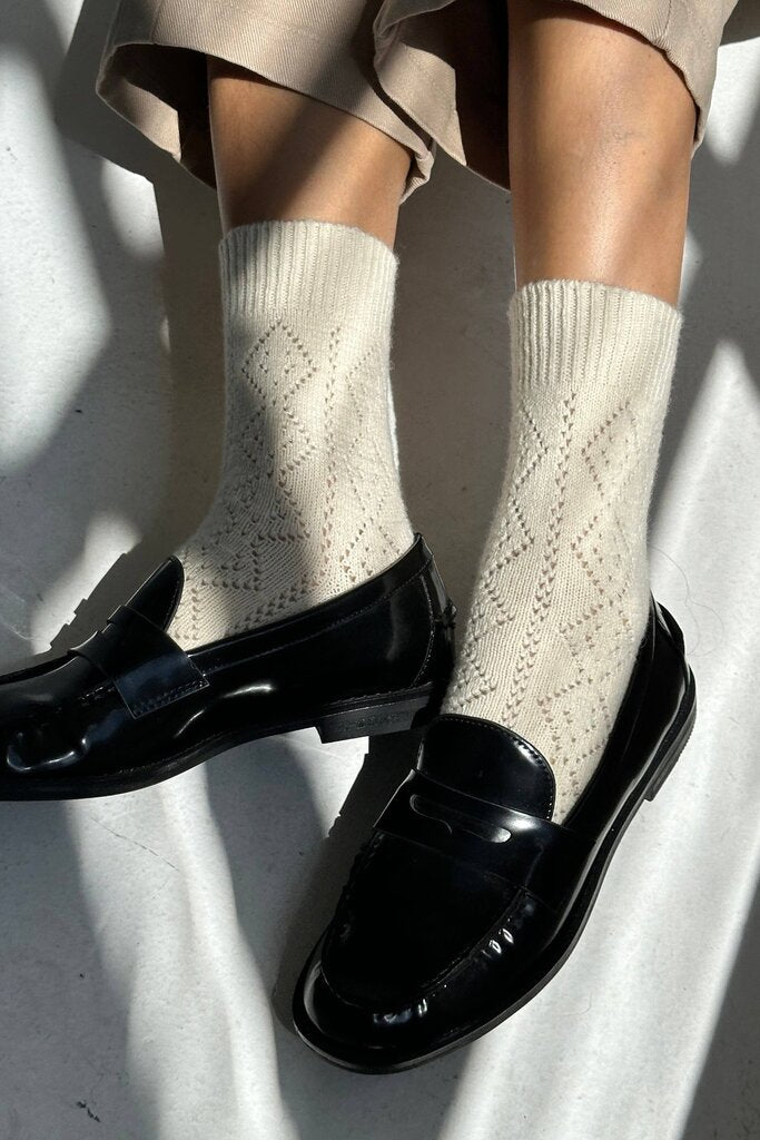 Le Bon Shoppe - Cream Pointelle Cashmere-blend Socks