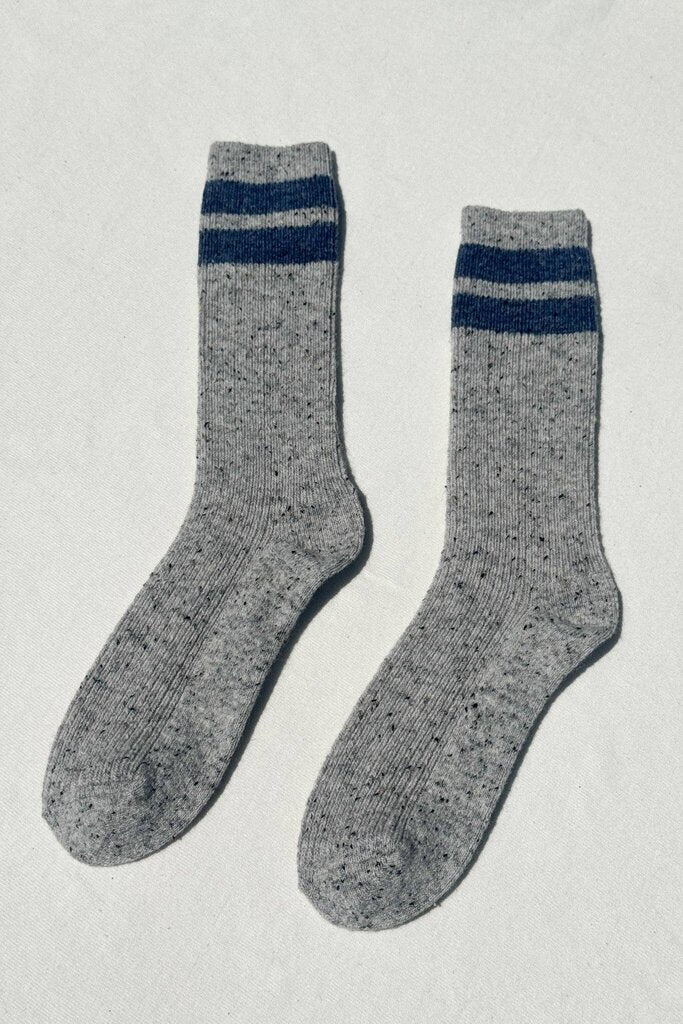 Le Bon Shoppe - Grey Confetti w/Blue Varsity Stripe Snow Socks