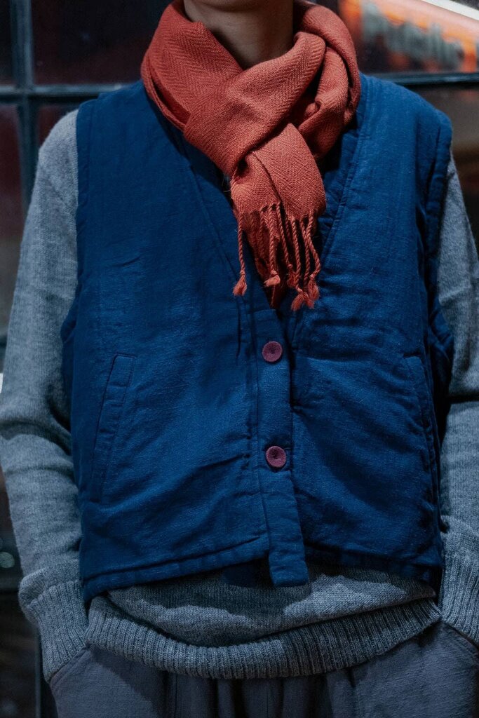 Belle Waera - Navy Blue Hanten Padded Vest - One Size