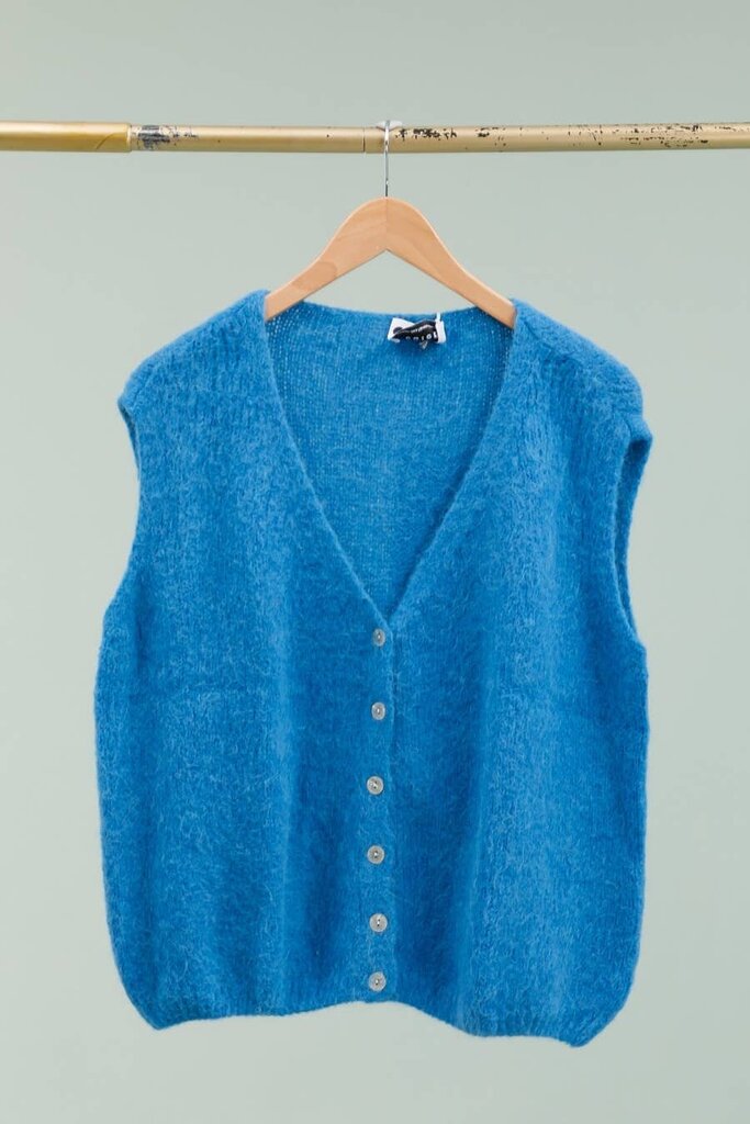 la maison des fibres naturelles - Maya Bleu Woolen Knit Vest - One Size