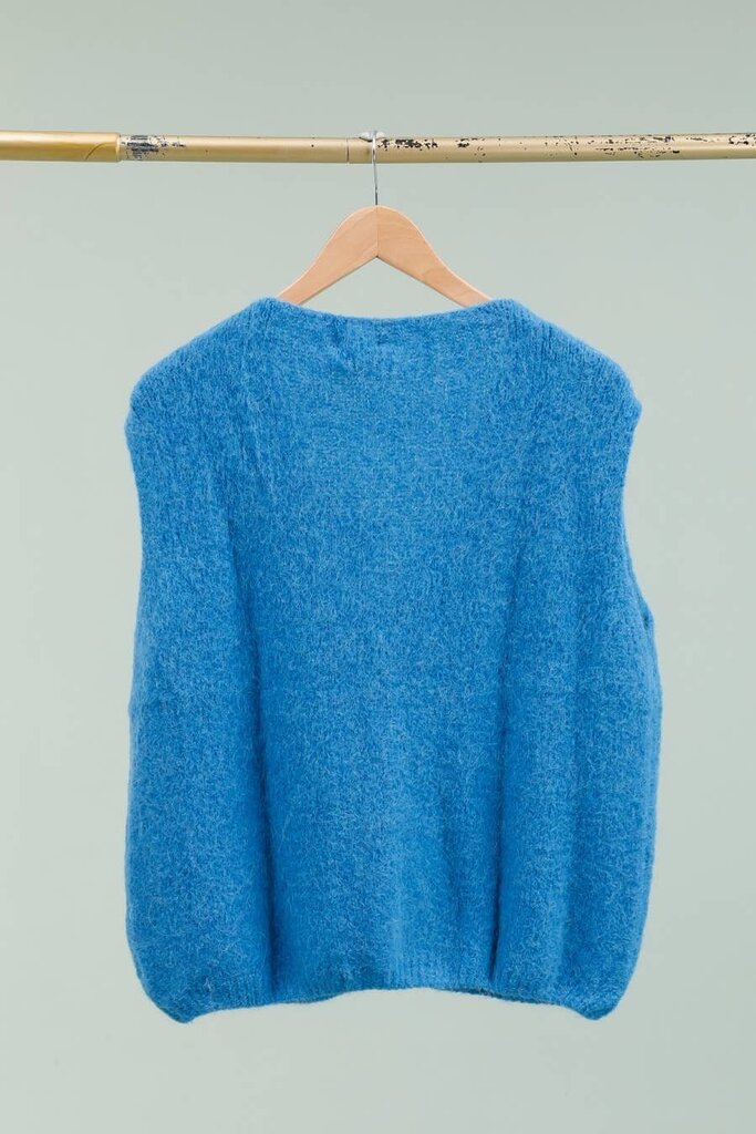 la maison des fibres naturelles - Maya Bleu Woolen Knit Vest - One Size