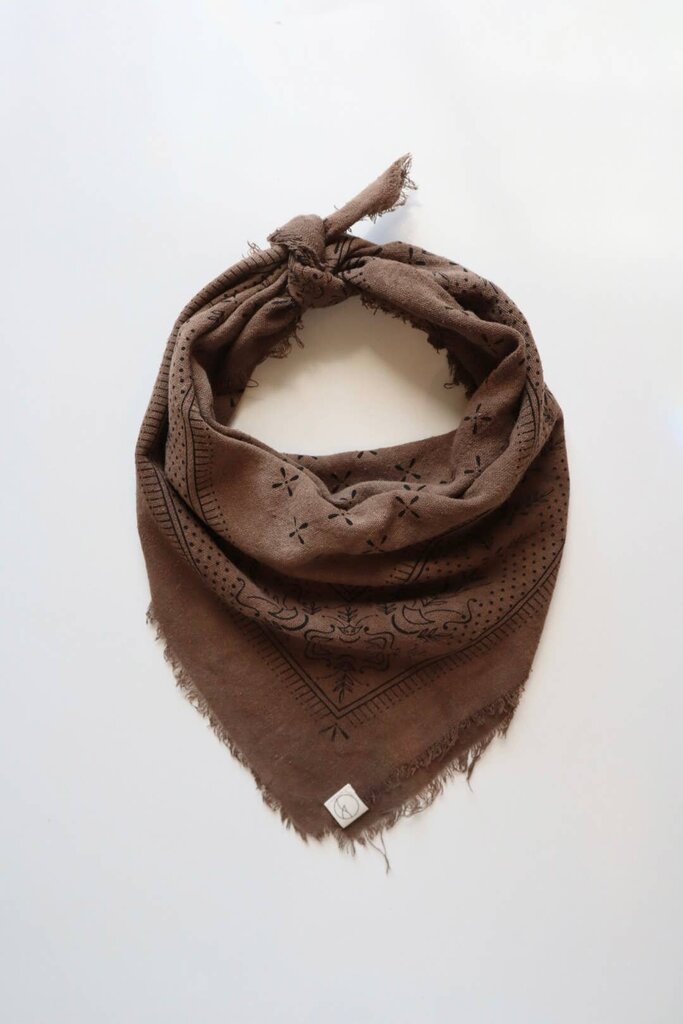 Eco Raw Studio - Plant-dyed Raw Silk Bandana - Portabello + Charcoal