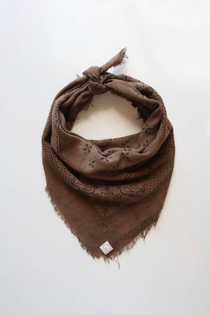 Eco Raw Studio - Plant-dyed Raw Silk Bandana - Portabello + Charcoal