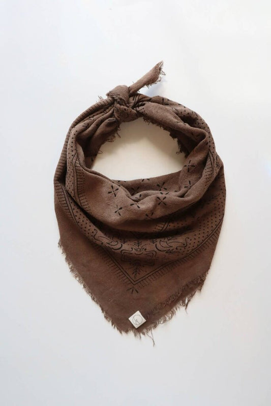Eco Raw Studio - Plant-dyed Raw Silk Bandana - Portabello + Charcoal