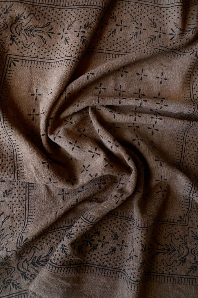 Eco Raw Studio - Plant-dyed Raw Silk Bandana - Portabello + Charcoal